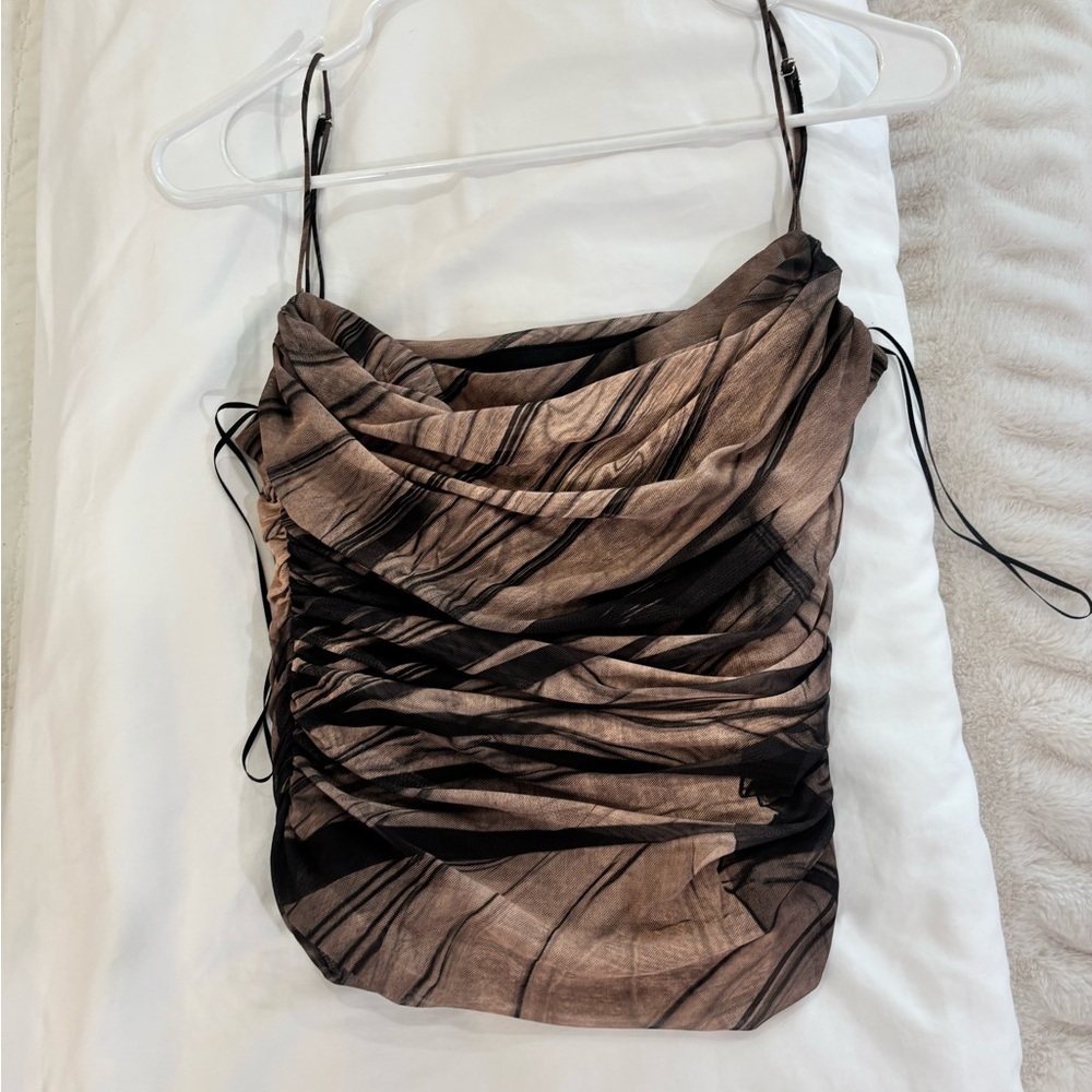 Zara Brown Ruched Women's Top